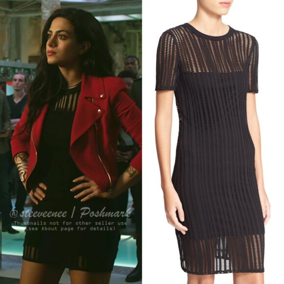 T by Alexander Wang Mesh Overlay Sheath Dress ASO Isabelle Lightwood - Picture 2 of 15